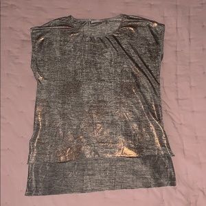 Metallic shirt.